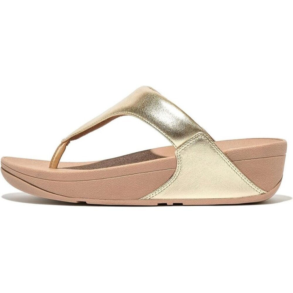Women's Flip-Flop Thong Sandals Gold Leather Classic Comfort Slip On Shoes